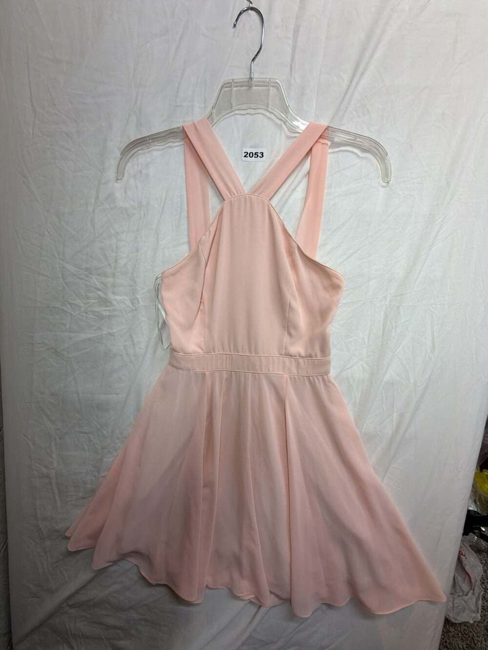 Lulus Forevermore Skater Dress Size XS Pink Halter Chiffon Mini